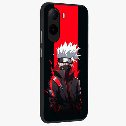 Kakashi Scarlet Shadow Glass Case upright view showcasing intense anime ninja artwork with dark action theme.