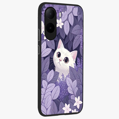 Lilac Hide Peek Cat Glass Case upright view showcasing charming cat artwork with adorable peek theme.