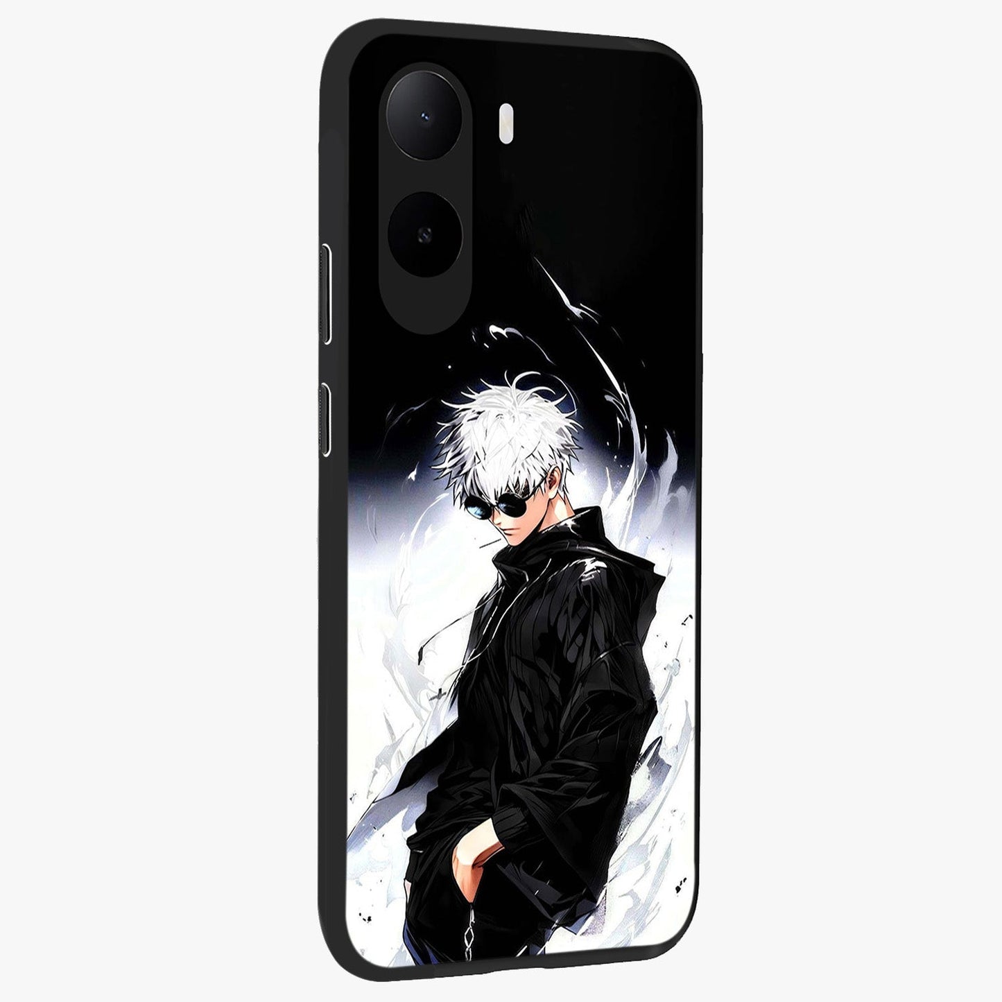 Limitless Shadow King Glass Case upright view showcasing bold shadow warrior artwork with epic fantasy theme.