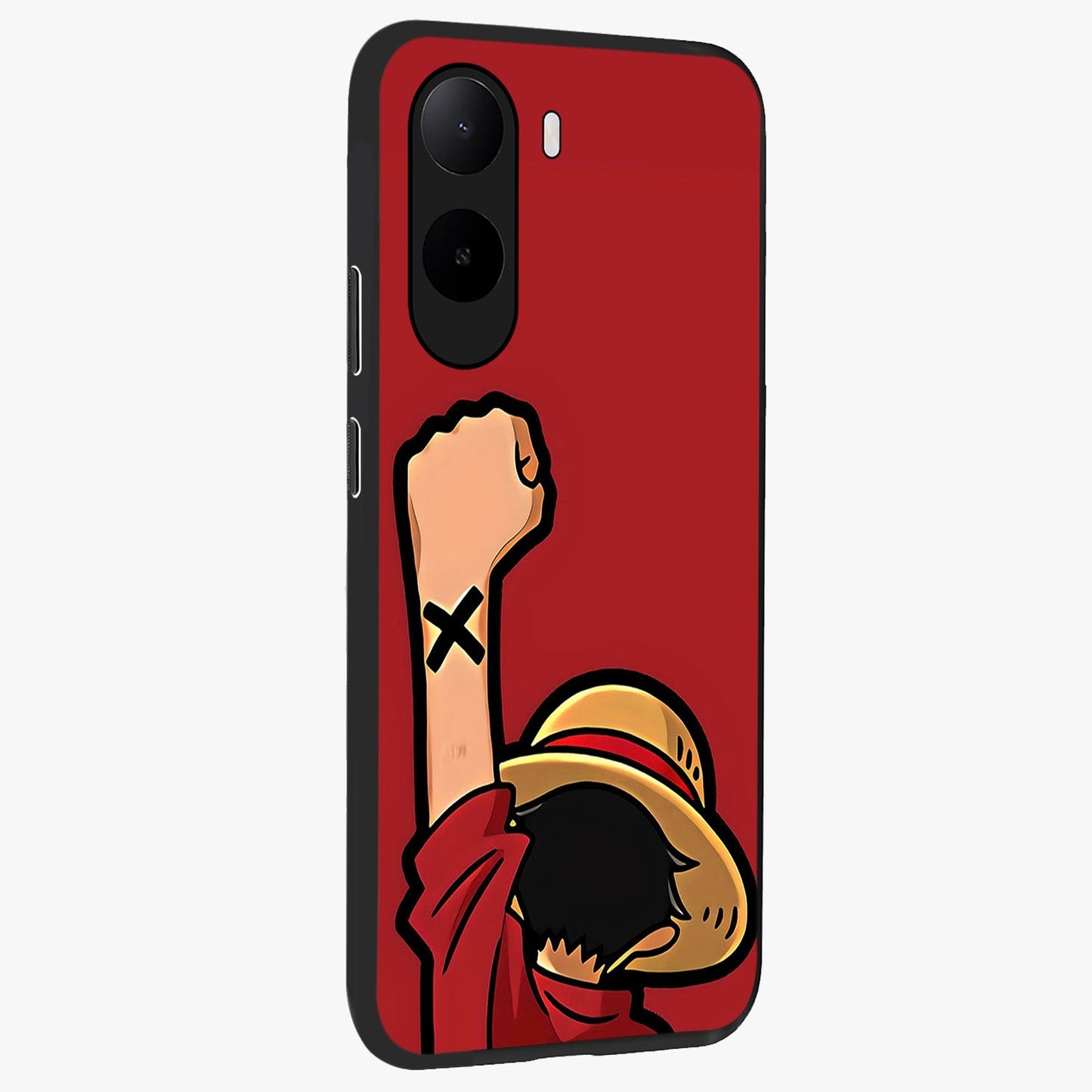 Luffy X Spirit Glass Case upright view showcasing striking anime artwork with adventurous character theme.