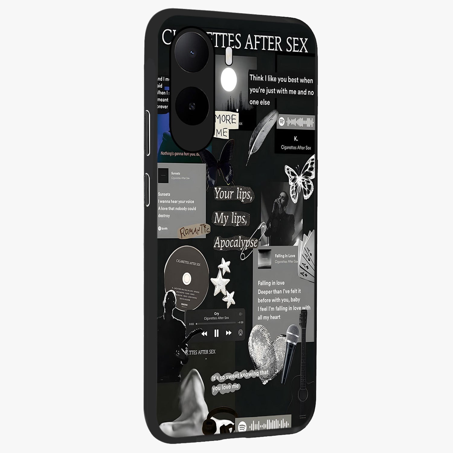 Midnight Love Echo Glass Case upright view showcasing expressive romantic artwork with dreamy midnight theme.