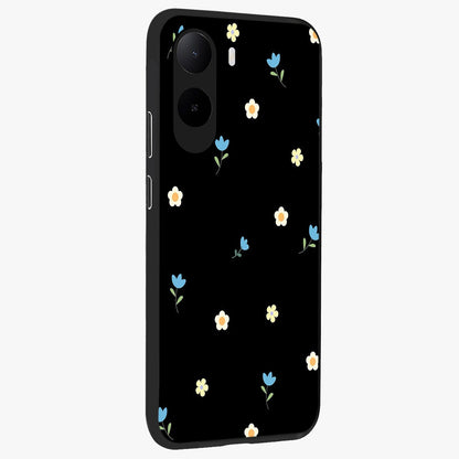 Minimal Petal Whispers Glass Case upright view showcasing elegant floral artwork with modern minimalist style.