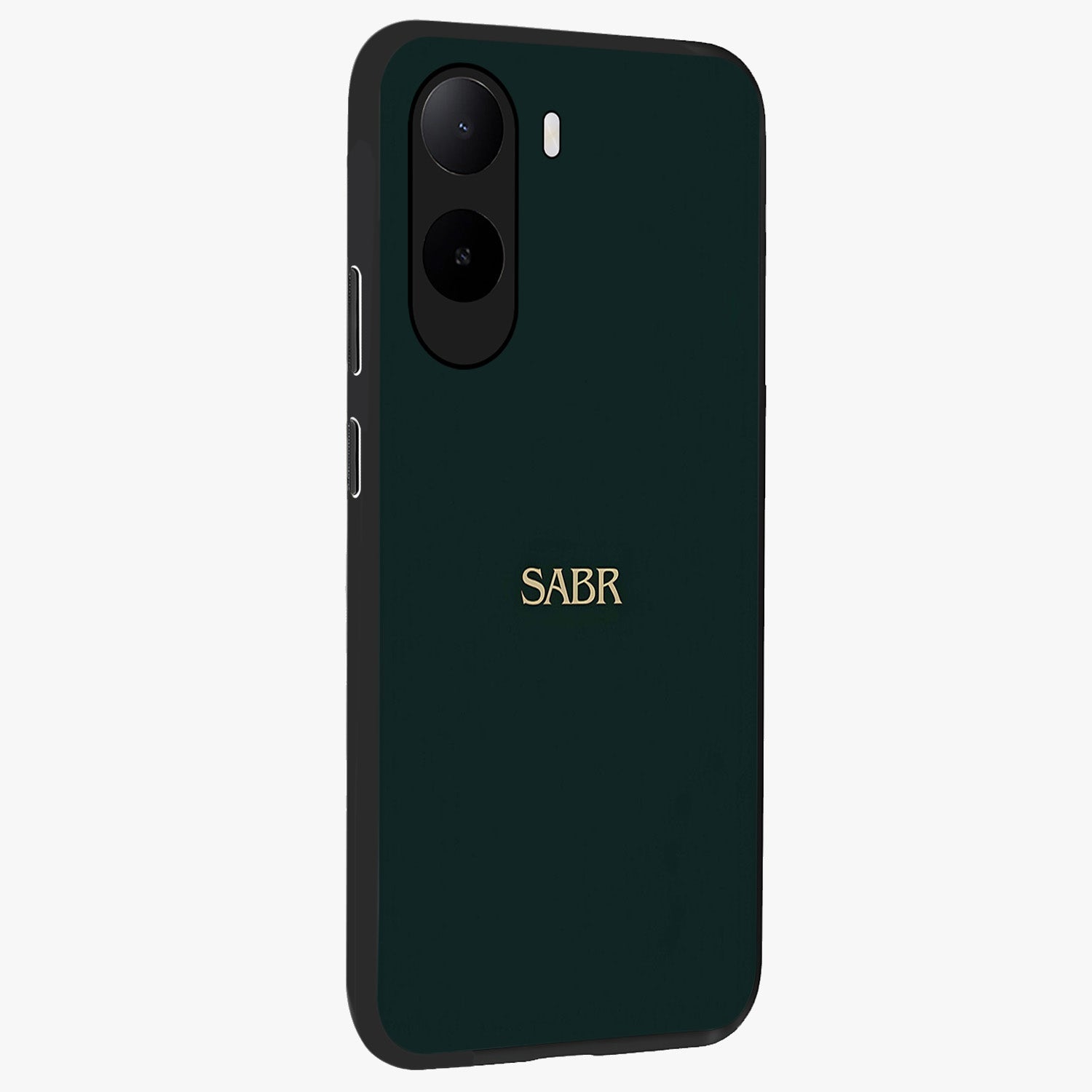 Sabr Minimal Patience Glass Case upright view showcasing calm minimalist artwork with motivational patience theme.