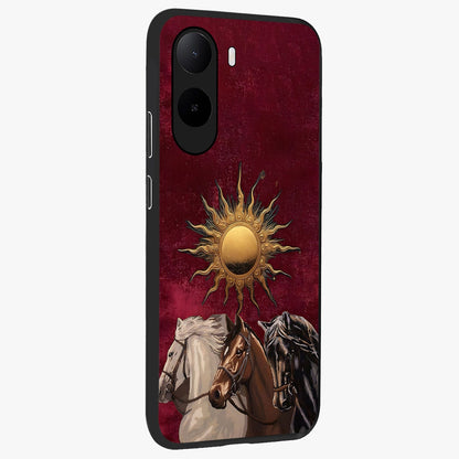 Solar Riders Glass Case upright view showcasing energetic rider artwork with bold adventure theme.