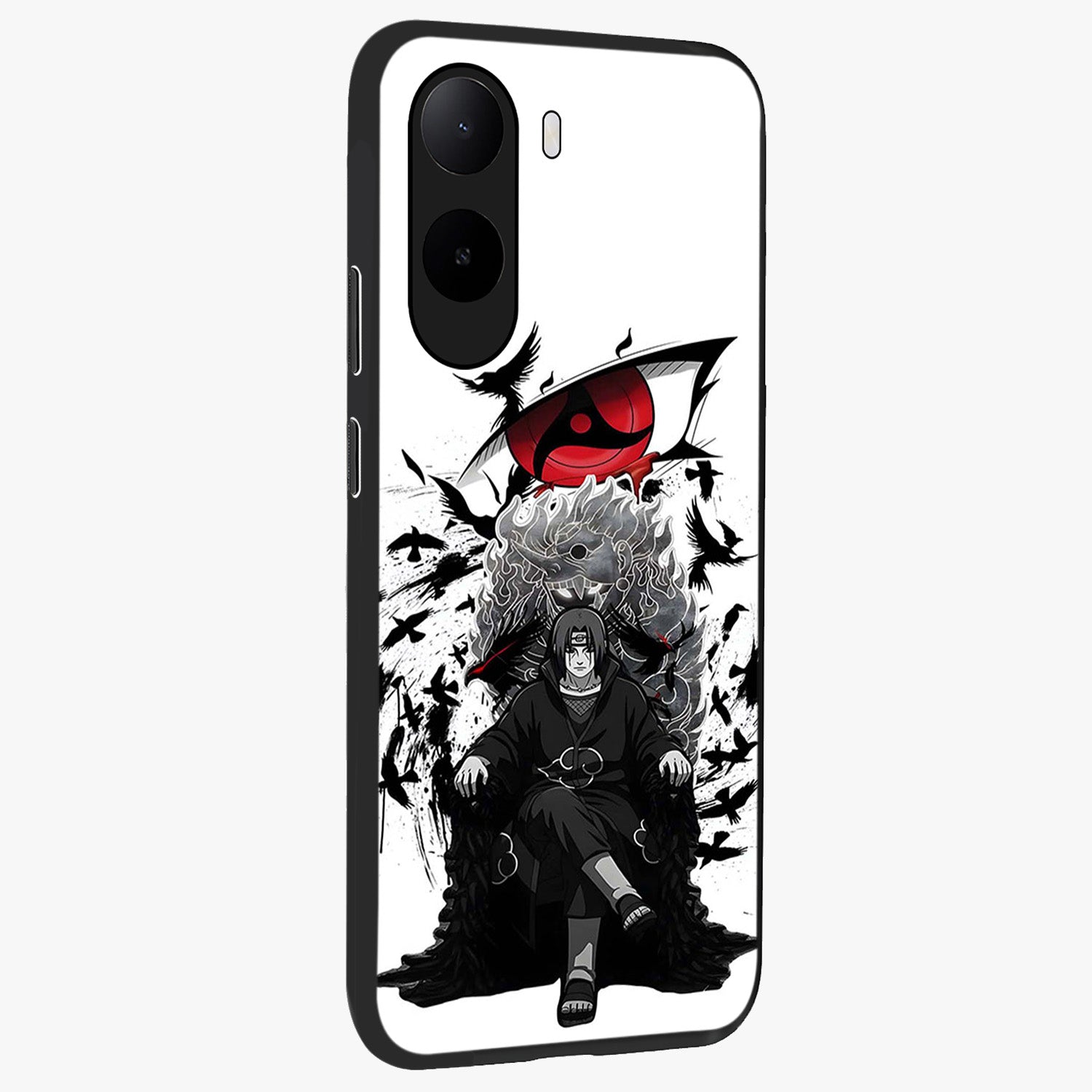 Uchiha Shadow Throne Glass Case upright view showcasing magical underwater galaxy artwork with vibrant cosmic theme.