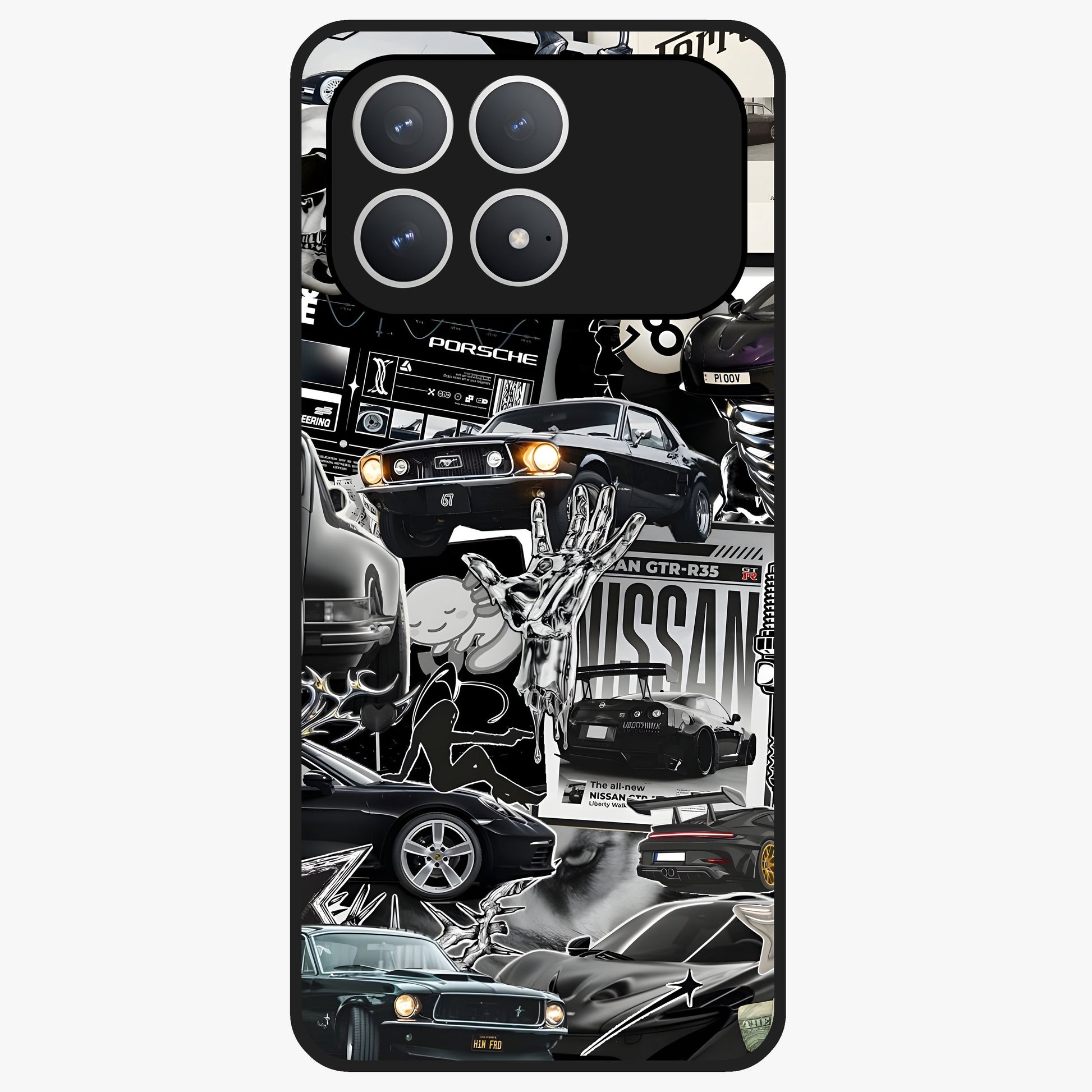 Aesthetic Dark Love Glass Case showing flat back view with dark romantic artwork and glossy glass finish.