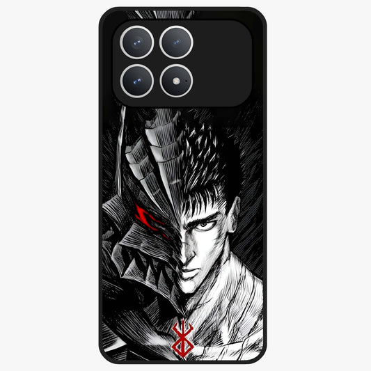 Berserker Blood Oath Glass Case showing flat back view with fierce warrior inspired artwork and glossy glass finish.