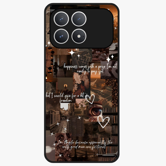 Bittersweet Aesthetic Chaos Glass Case showing flat back view with artistic chaotic aesthetic design and glossy glass finish.