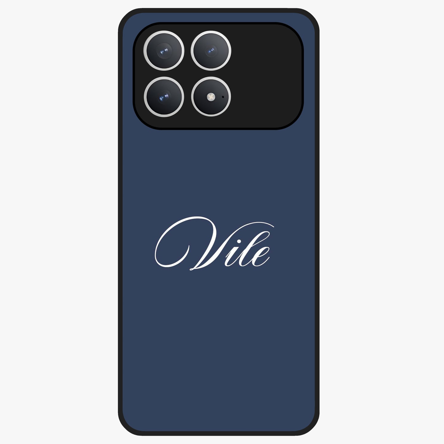 Blue Background Personalized Custom Name Glass Case showing flat back view with minimal blue background and custom name design.