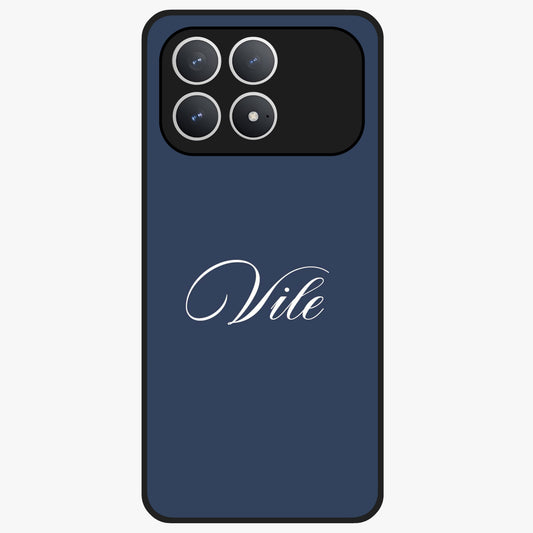 Blue Background Personalized Custom Name Glass Case showing flat back view with minimal blue background and custom name design.
