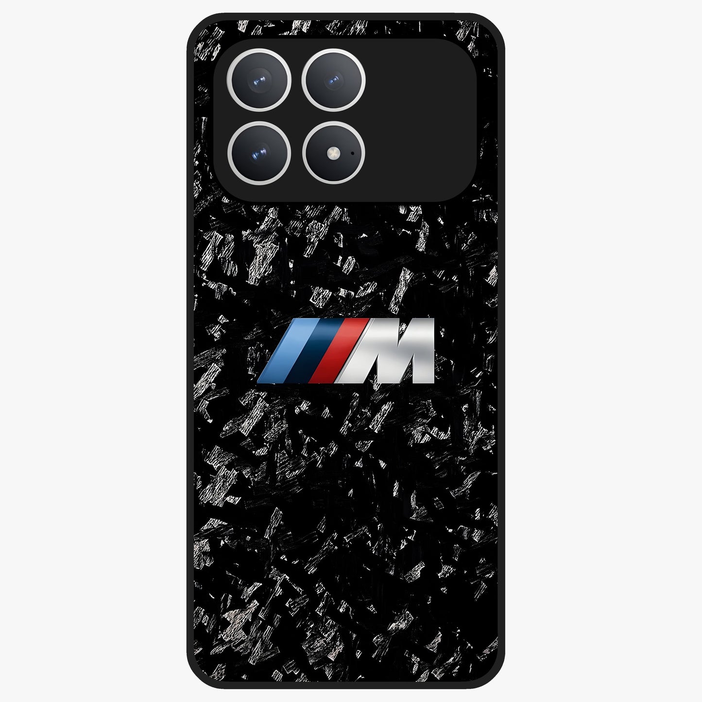 Carbon Speed Mark Glass Case showing flat back view with sporty carbon pattern artwork and glossy glass finish.