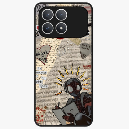 City Dream Sketch Glass Case showing flat back view with artistic city skyline sketch artwork and glossy glass finish.