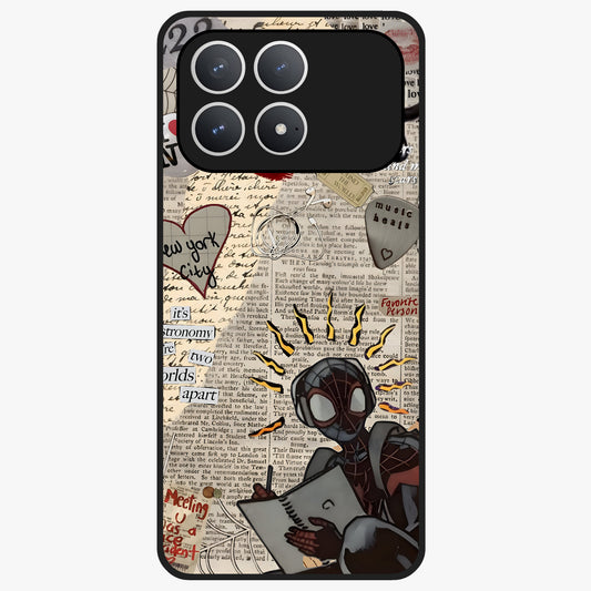 City Dream Sketch Glass Case showing flat back view with artistic city skyline sketch artwork and glossy glass finish.