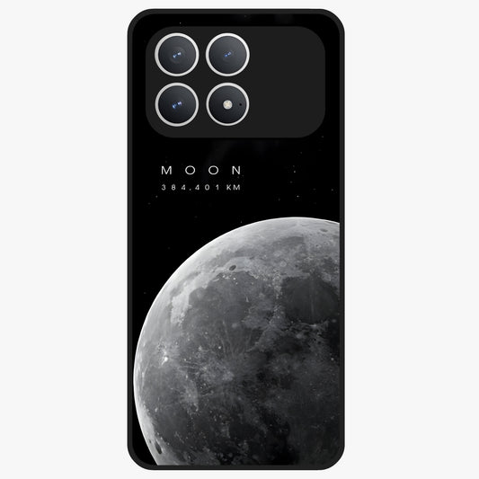 Cosmic Moon Glow Glass Case showing flat back view with glowing moon artwork and glossy glass finish.