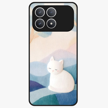 Cotton Dream Cat Glass Case showing flat back view with soft dreamy cat artwork and glossy glass finish.
