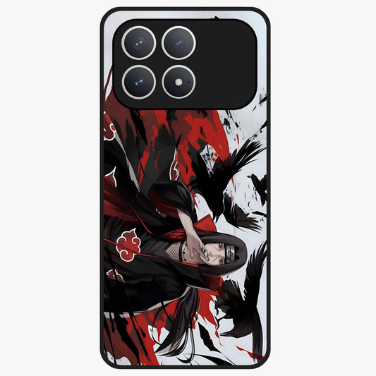 Crimson Crow Illusion Glass Case showing flat back view with artistic crow illusion artwork and glossy glass finish.