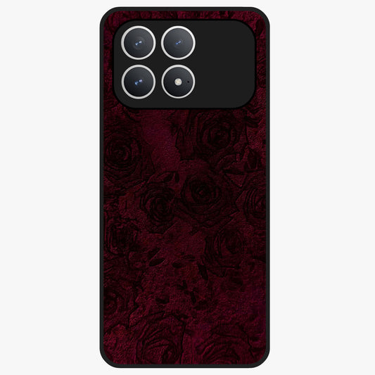 Crimson Fade Flow Glass Case showing flat back view with flowing crimson gradient artwork and glossy glass finish.