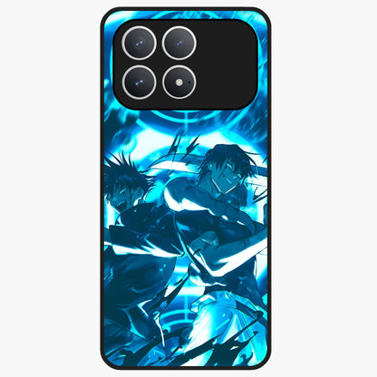 Cursed Energy Clash Glass Case showing flat back view with intense cursed energy artwork and glossy glass finish.