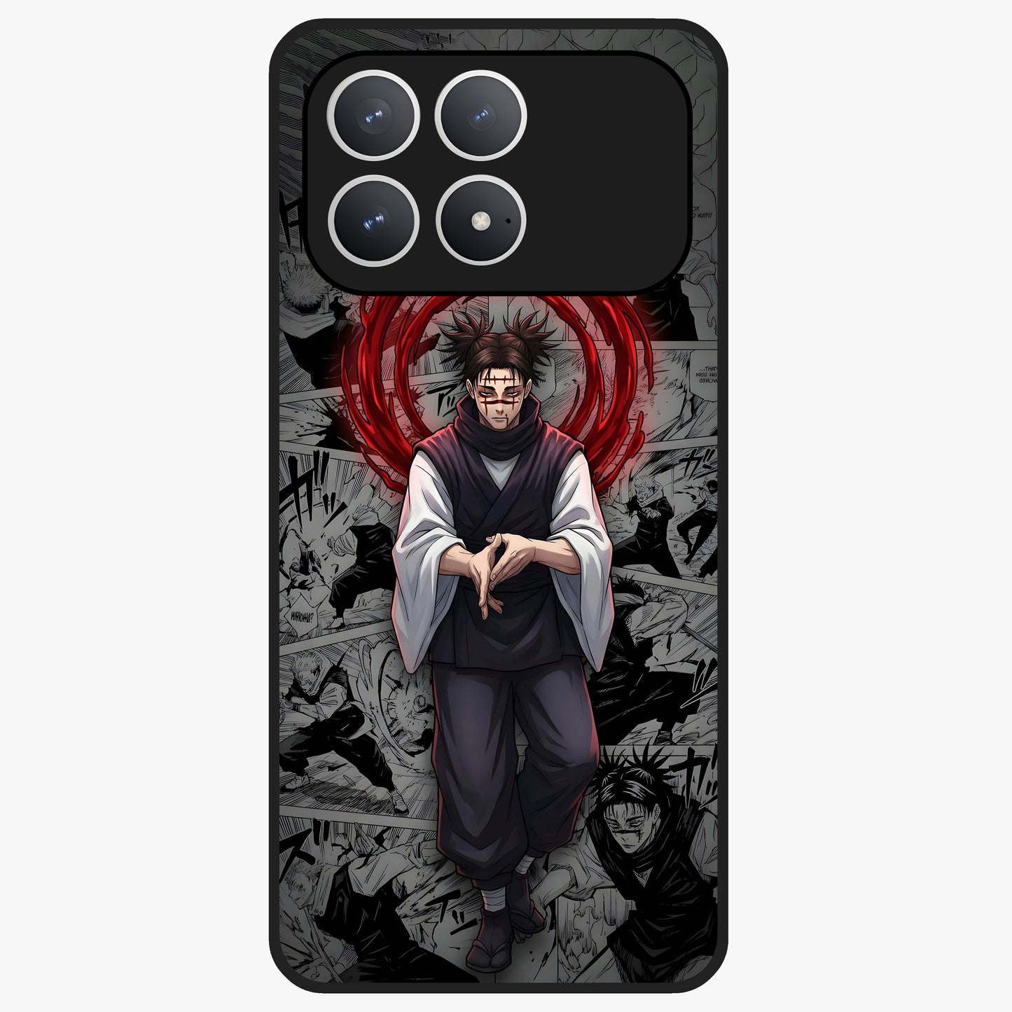 Cursed Ritual Ascension Glass Case showing flat back view with dark ritual themed artwork and glossy glass finish.