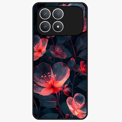 Dark Shade of Flower Glass Case showing flat back view with elegant dark floral artwork and glossy glass finish.