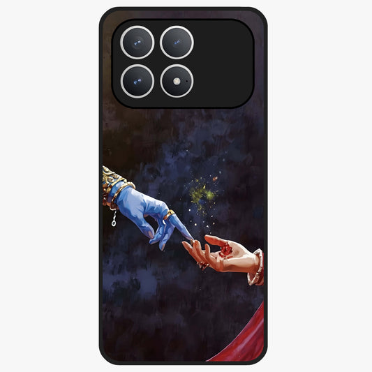 Divine Touch Eternal Glass Case showing flat back view with spiritual themed artwork and glossy glass finish.