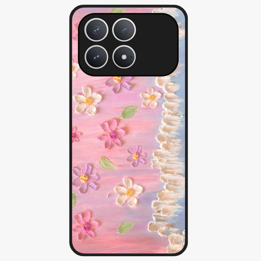 Dreamy Painted Garden Glass Case showing flat back view with artistic painted floral garden artwork and glossy glass finish.