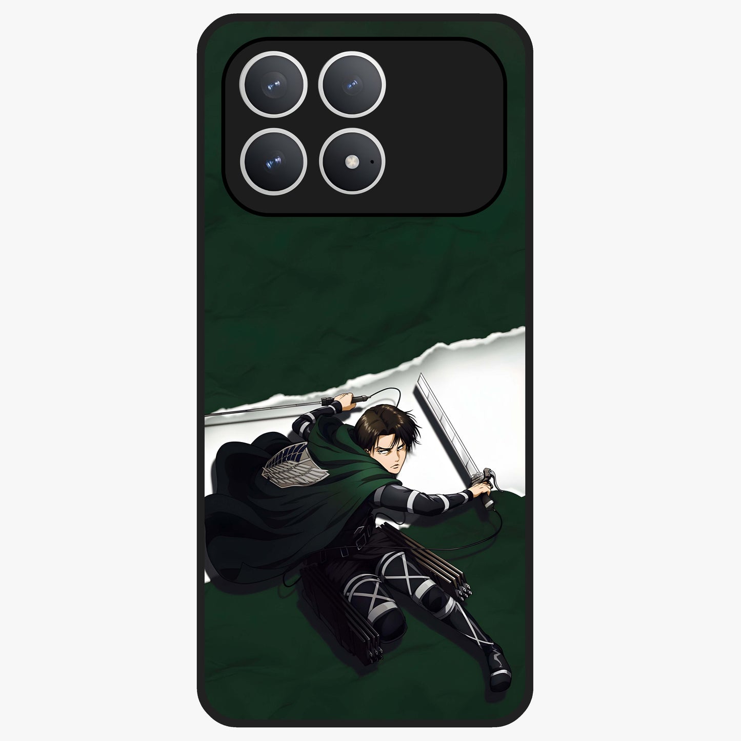 Emerald War Vanguard Glass Case showing flat back view with powerful warrior themed artwork and glossy glass finish.