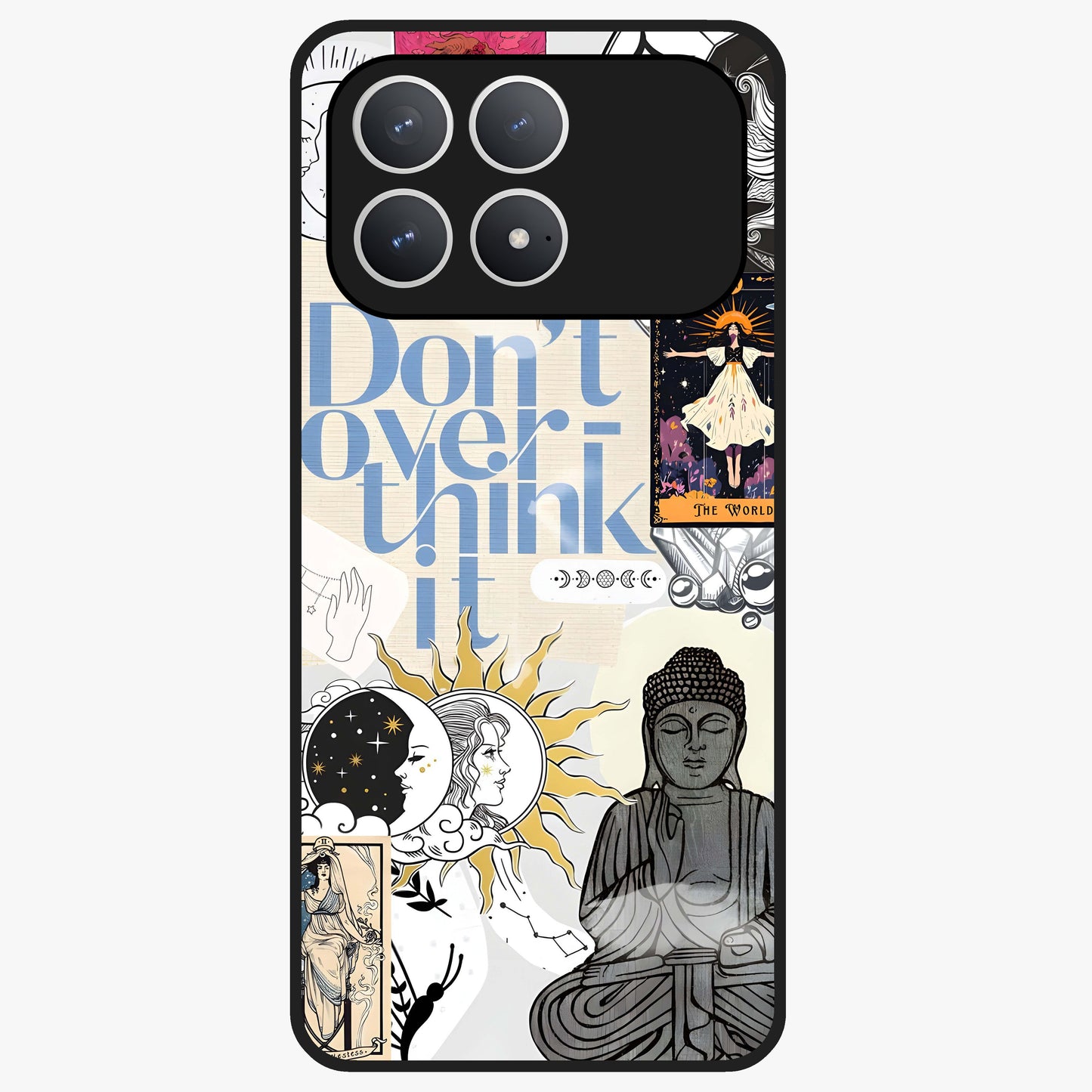 Ethereal Thoughts Glass Case showing flat back view with dreamy artistic artwork and glossy glass finish.