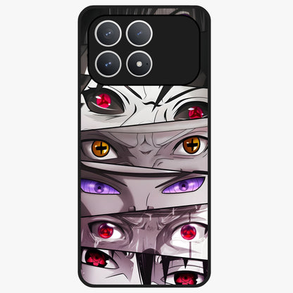 Eyes of Destiny Glass Case showing flat back view with striking eye themed artwork and glossy glass finish.