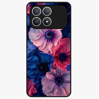 Flower Paper Art Pattern Glass Case showing flat back view with paper cut style floral artwork and glossy glass finish.