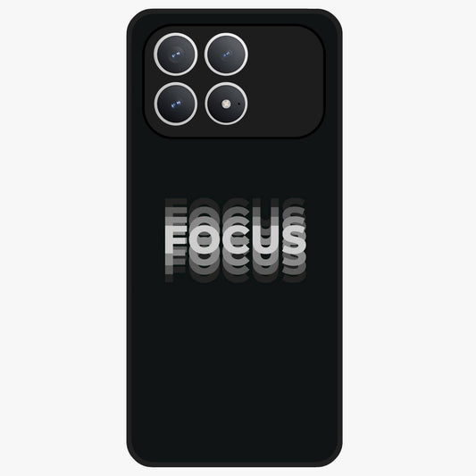 Focus Mode On Glass Case showing flat back view with bold motivational typography design and glossy glass finish.