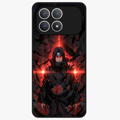 Focused Blade Discipline Glass Case showing flat back view with warrior sword themed artwork and glossy glass finish.