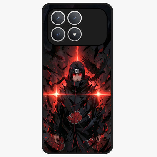Focused Blade Discipline Glass Case showing flat back view with warrior sword themed artwork and glossy glass finish.