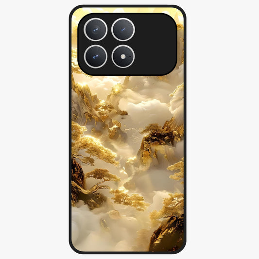 Gates Of Illumination Glass Case showing flat back view with mystical illuminated gate artwork and glossy glass finish.