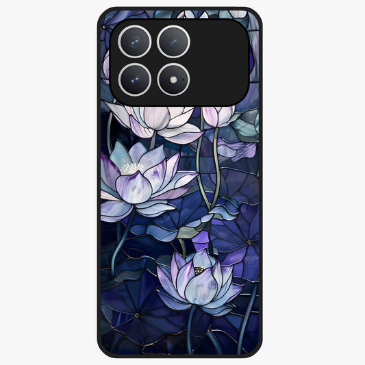 Gloss Petal Rush Glass Case showing flat back view with glossy flower petal artwork and smooth glass finish.