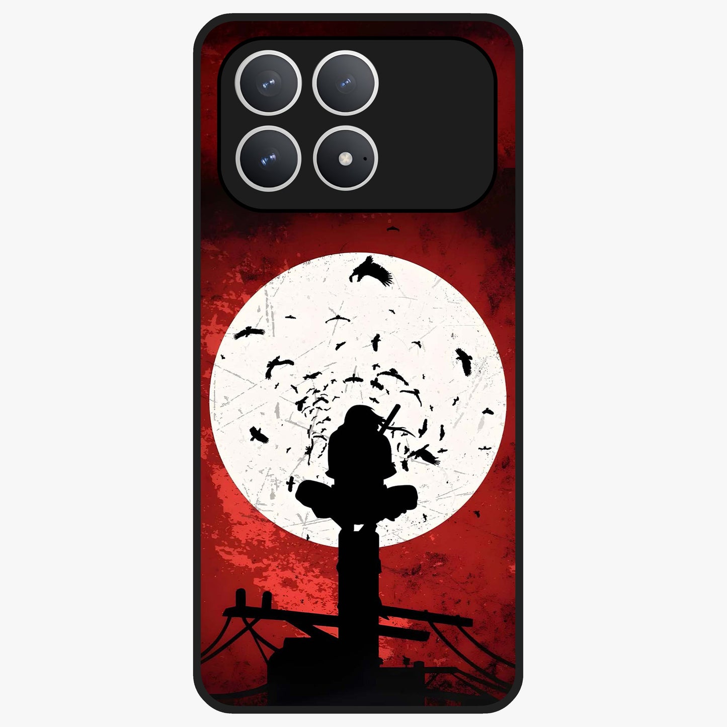 Itachi Limited Edition Naruto Anime Glass Case showing flat back view with iconic anime character artwork and glossy glass finish.