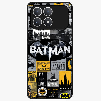 Knight Gotham Rise Glass Case showing flat back view with dark hero inspired artwork and glossy glass finish.