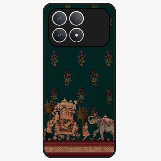 Macmerise Glass Case showing flat back view with stylish modern artwork and glossy glass finish.