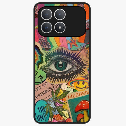 Mystic Eye Wonderland Glass Case showing flat back view with mystical eye themed artwork and glossy glass finish.