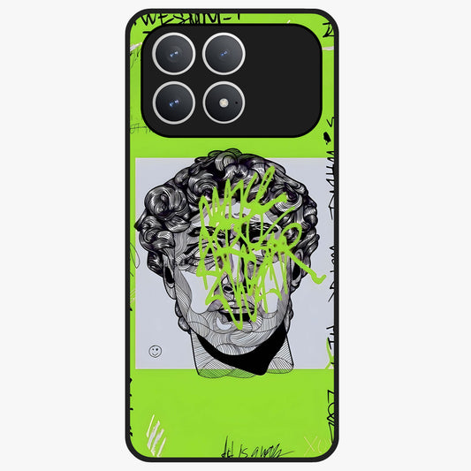 Neo Graffiti Rebellion Glass Case showing flat back view with vibrant graffiti artwork and glossy glass finish.