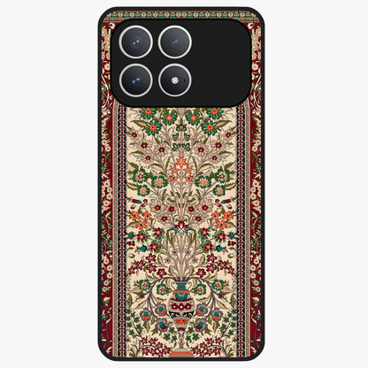 Persian Inspired Glass Case showing flat back view with ornate Persian style pattern artwork and glossy glass finish.