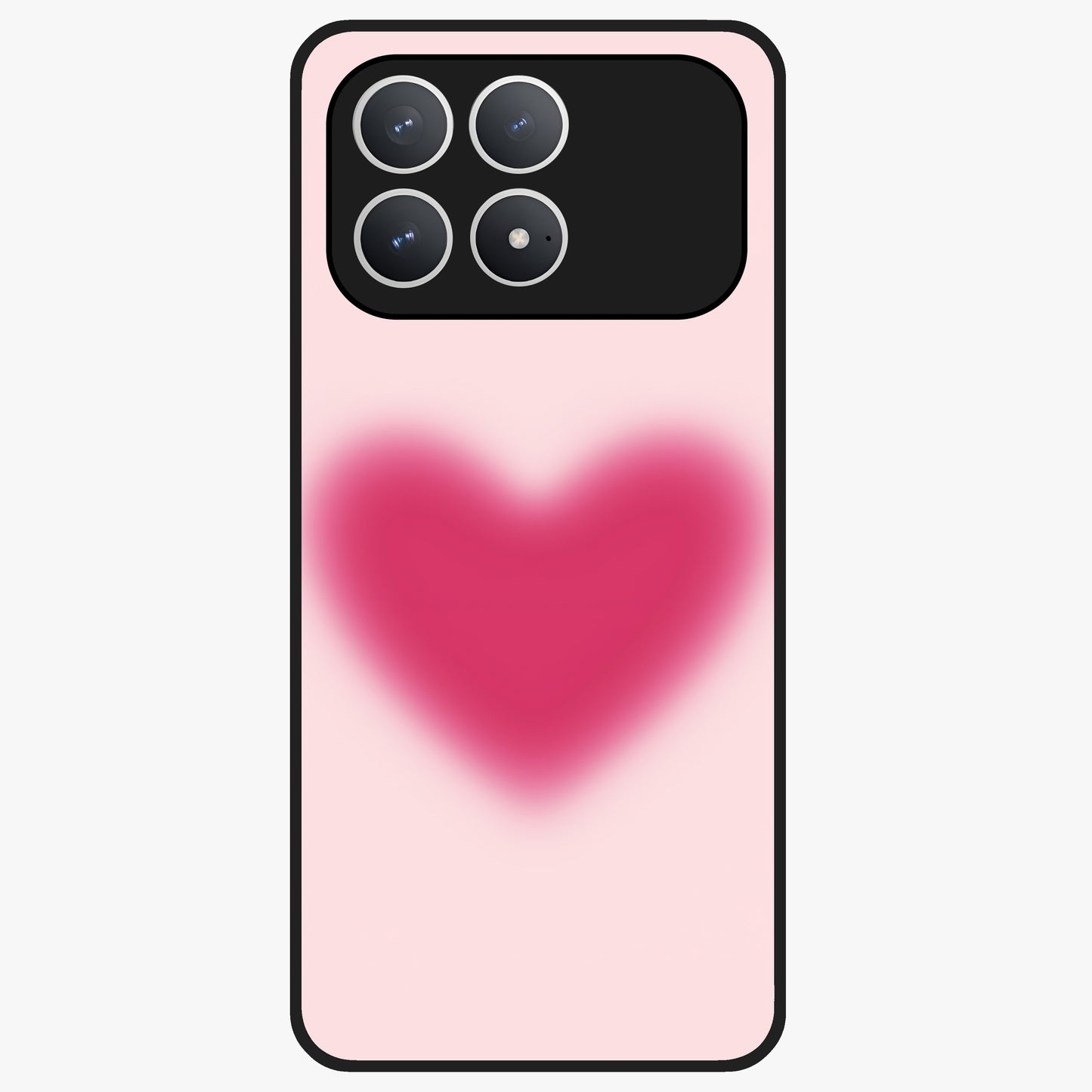 Pink Aura Heart Glass Case showing flat back view with glowing heart artwork and glossy glass finish.