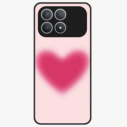 Pink Aura Heart Glass Case showing flat back view with glowing heart artwork and glossy glass finish.