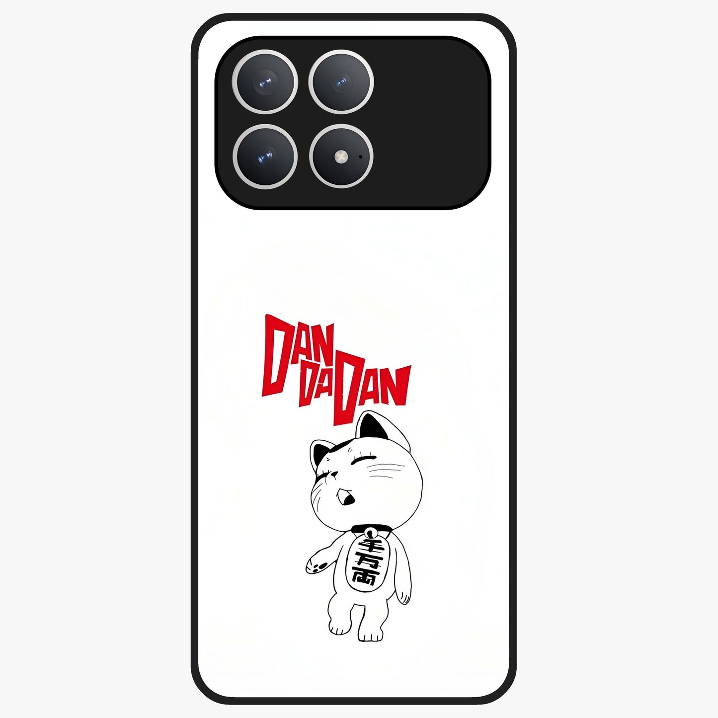 Playful Spirit Charm Glass Case showing flat back view with cheerful charm themed artwork and glossy glass finish.