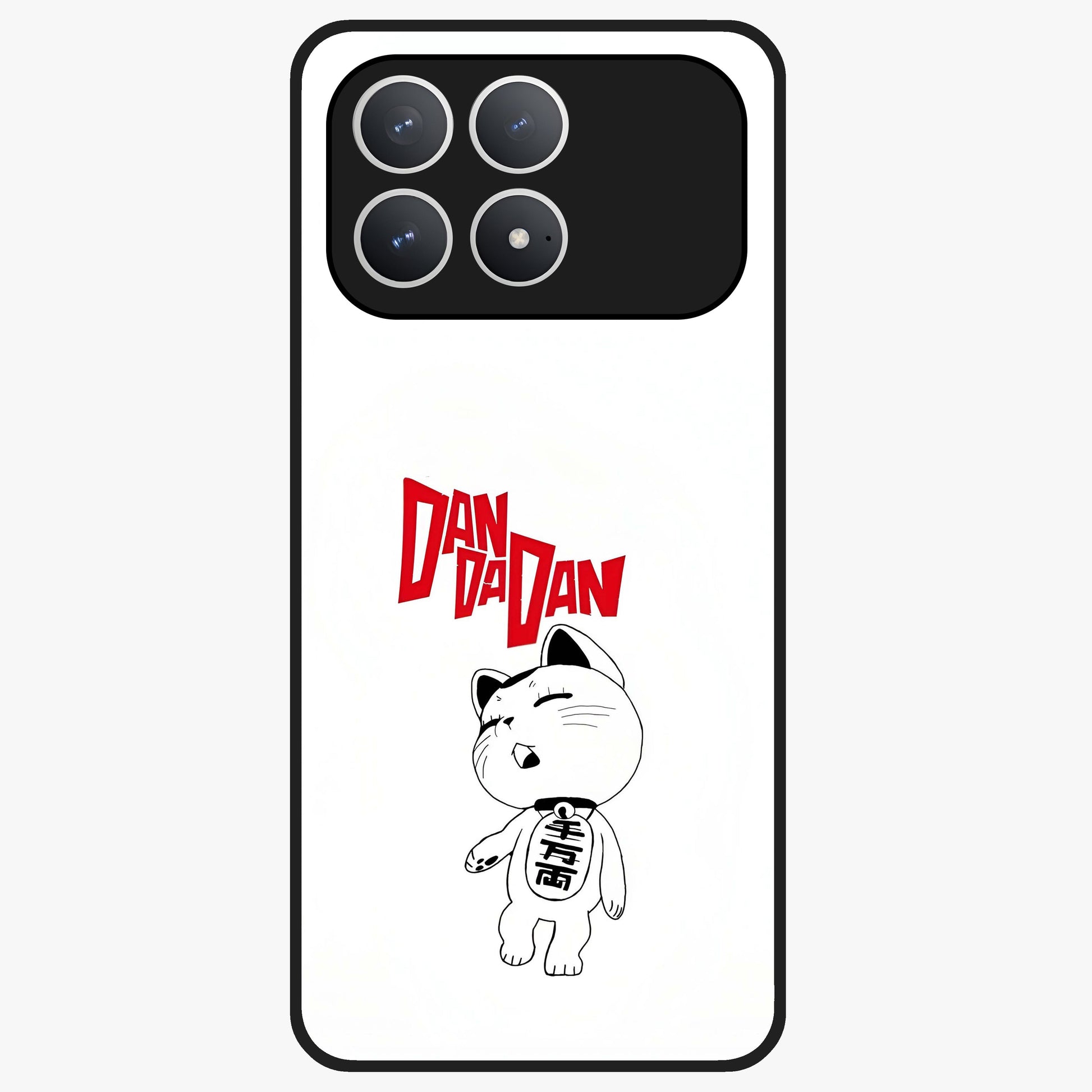 Playful Spirit Charm Glass Case showing flat back view with cheerful charm themed artwork and glossy glass finish.