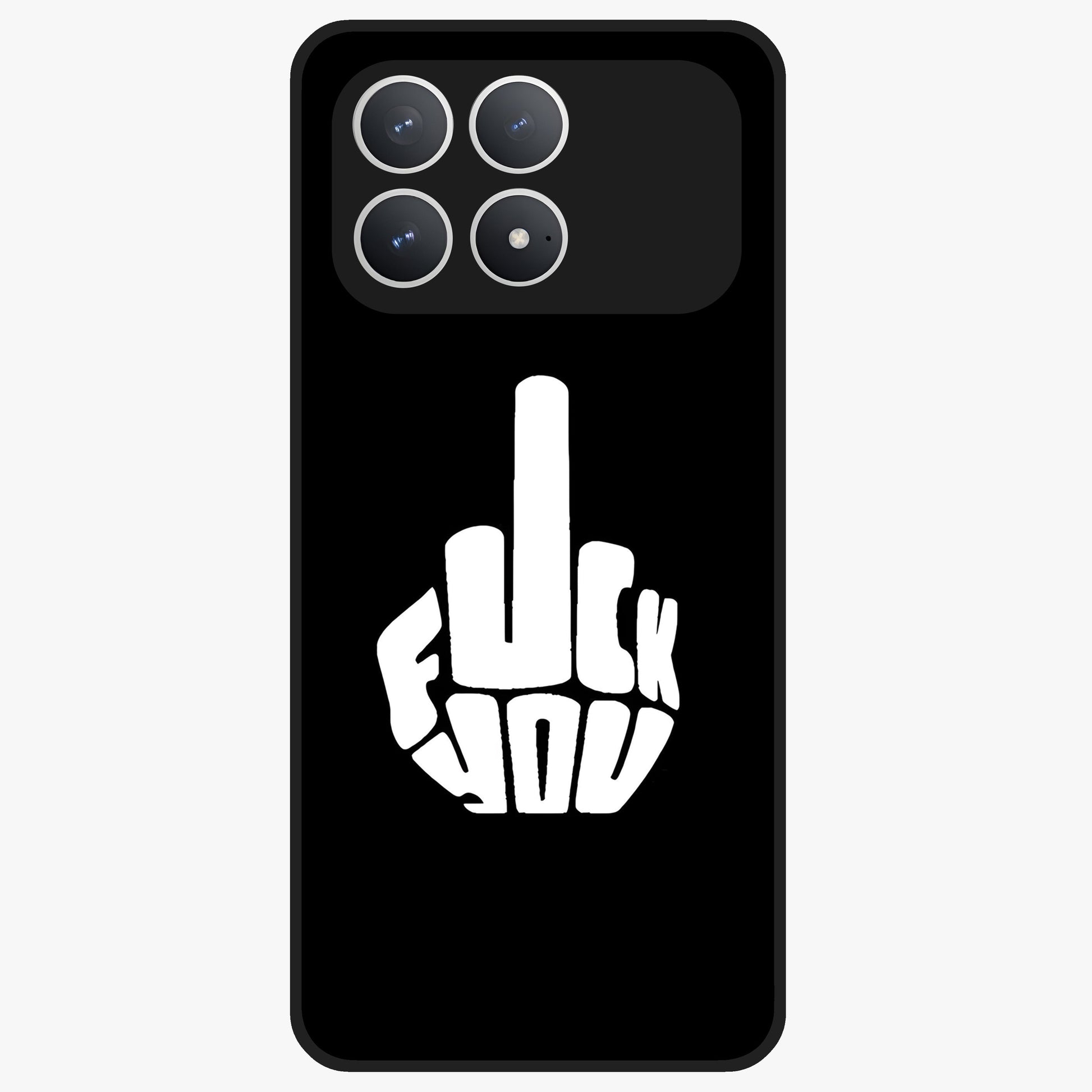 Rebel Mode On Glass Case showing flat back view with bold rebellious typography artwork and glossy glass finish.