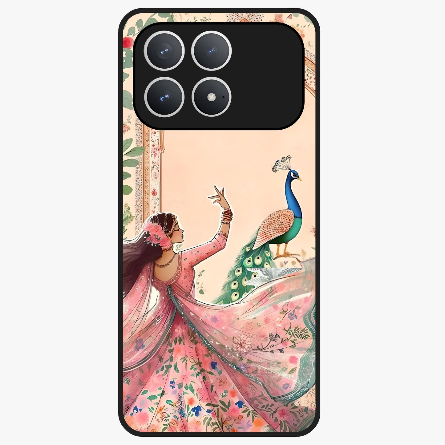 Royal Grace Muse Glass Case showing flat back view with elegant artistic artwork and glossy glass finish.