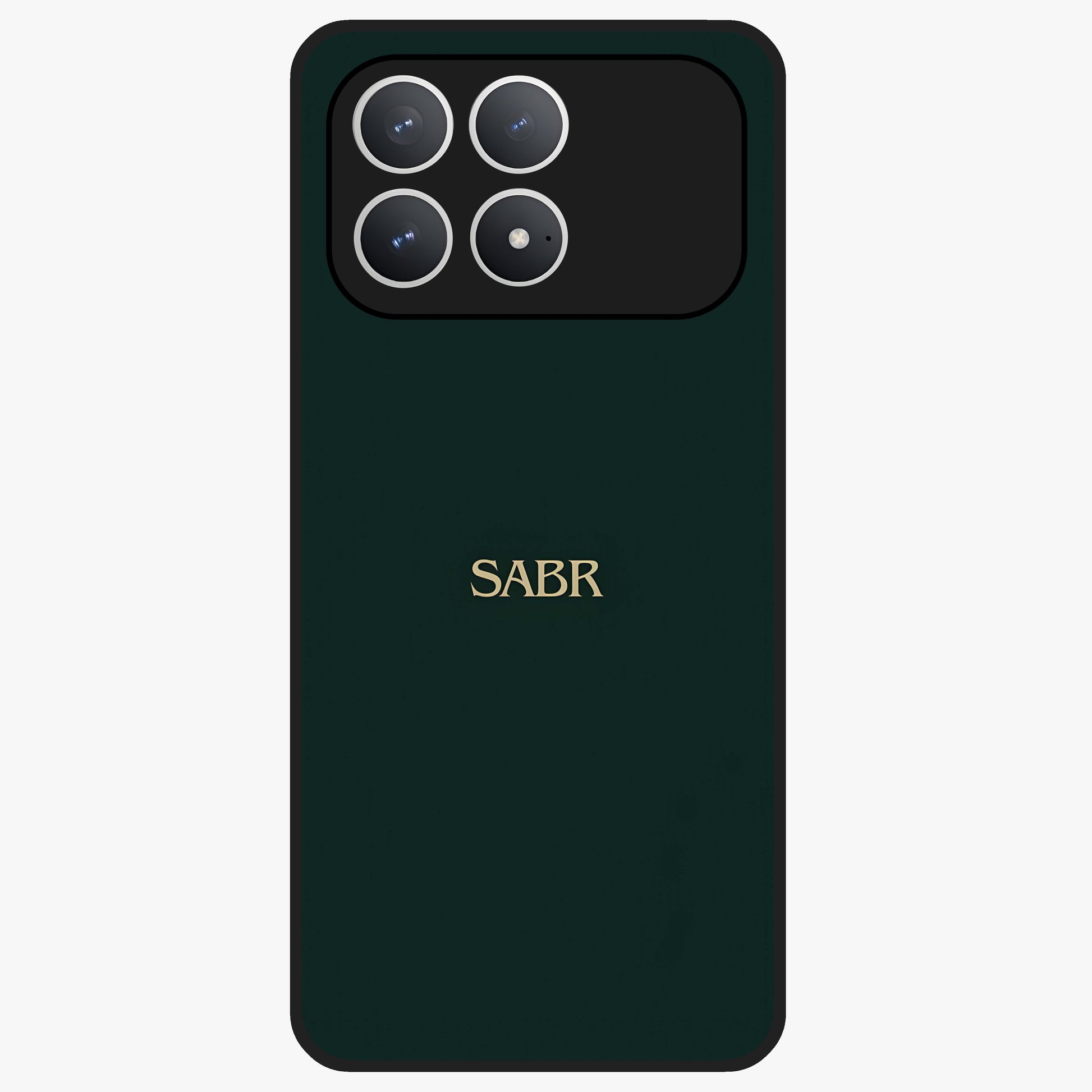 Sabr Minimal Patience Glass Case showing flat back view with minimalist typography artwork and glossy glass finish.