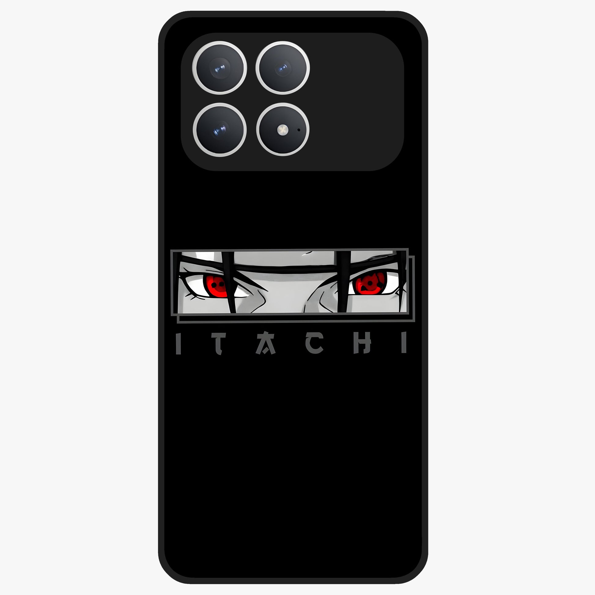 Scarlet Gaze Dominance Glass Case showing flat back view with striking red themed artwork and glossy glass finish.