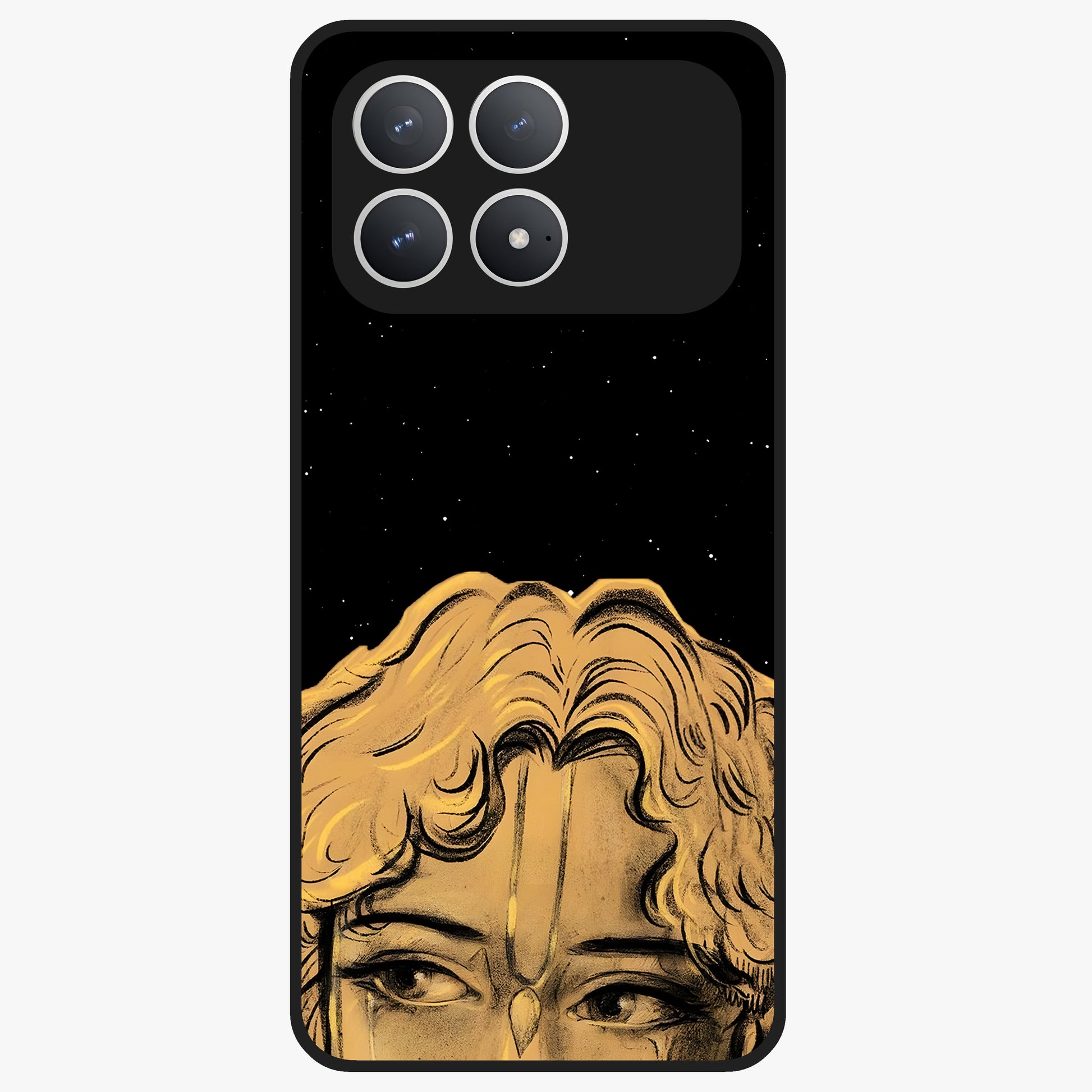 Shri Krishna Art Glass Case showing flat back view with devotional Krishna artwork and glossy glass finish.